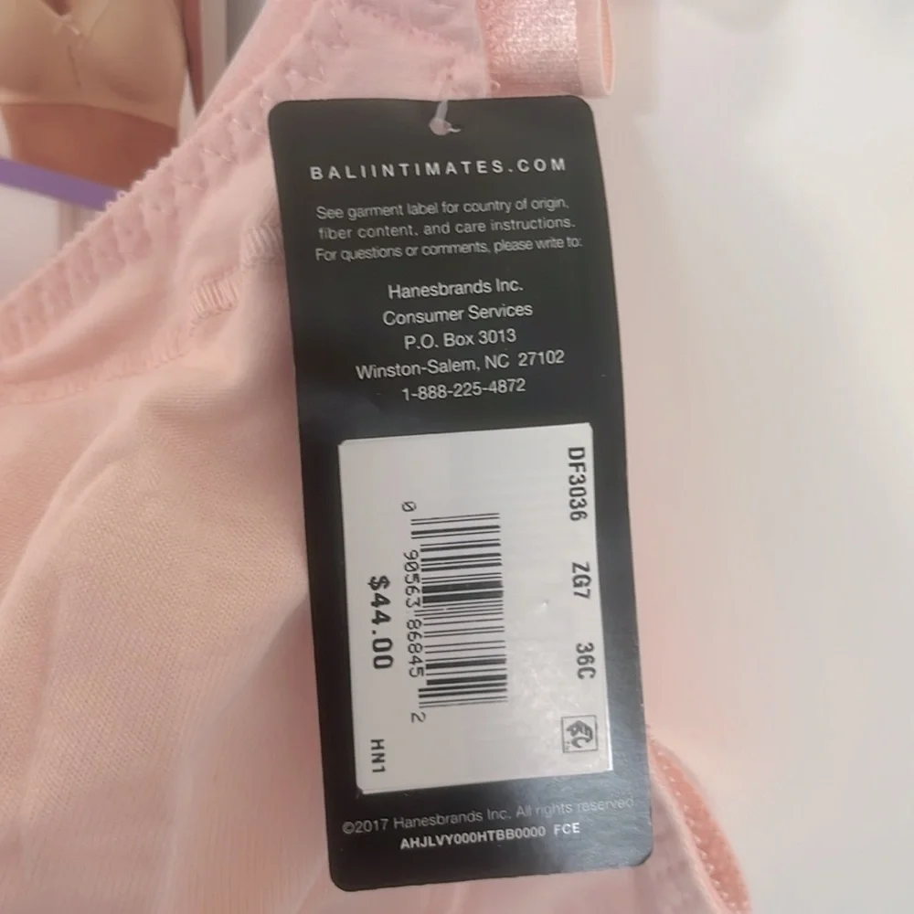 BALI Double Support Wireless Stretch Cotton Back Smoothing Classic Support 36C - Picture 8 of 8